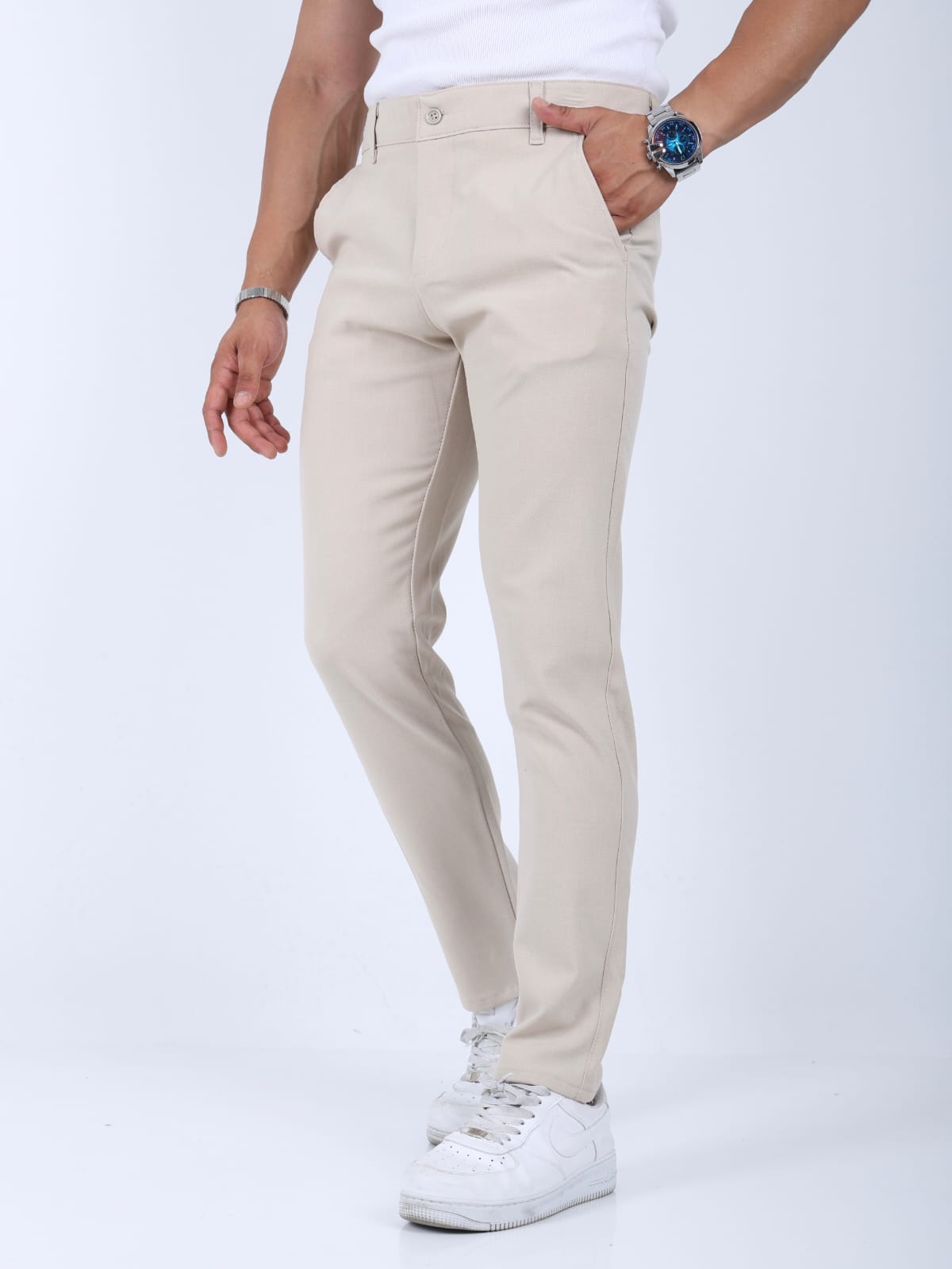 Hümra Krem Slim Fit Chino Pantolon
