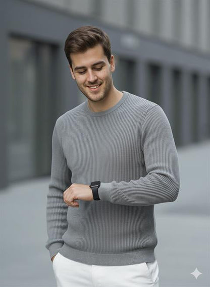 Hümra Bisiklet Yaka Gri Triko Kazak