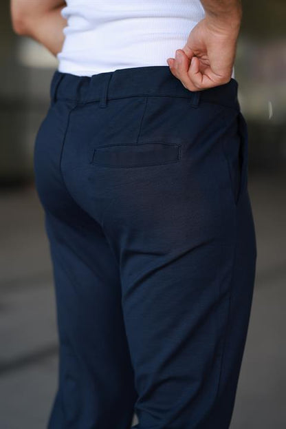 Hümra Lacivert Jogger Pantolon – Bağcıklı Fermuarlı Cepli