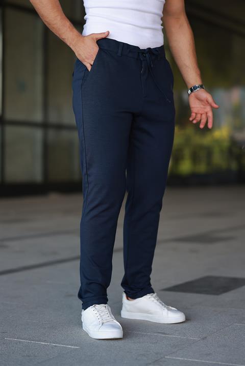 Hümra Lacivert Jogger Pantolon – Bağcıklı Fermuarlı Cepli
