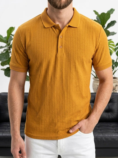 Hümra Hardal Fitilli Triko Polo Yaka T-shirt