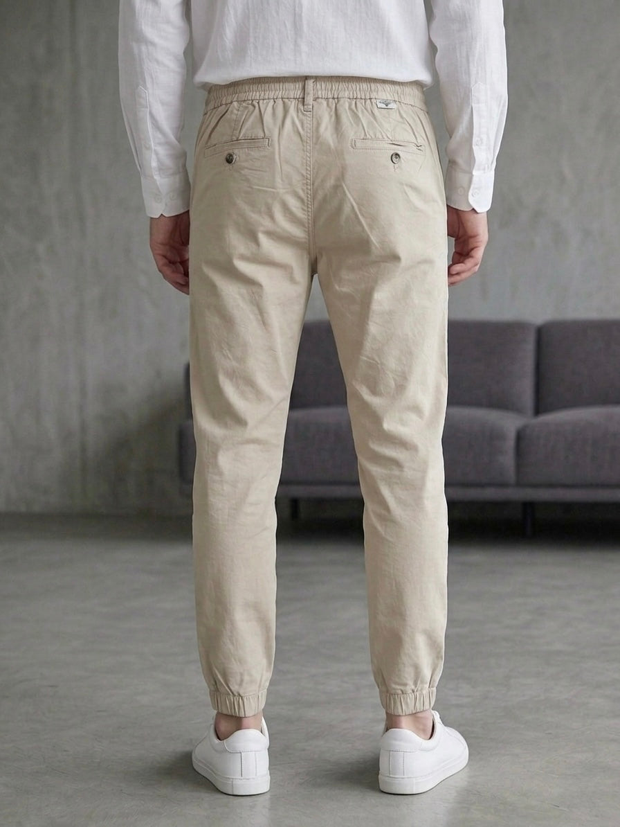 Hümra Krem Rengi Lastikli Paça Jogger Pantolon