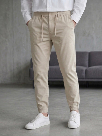 Hümra Krem Rengi Lastikli Paça Jogger Pantolon