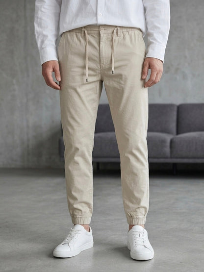 Hümra Krem Rengi Lastikli Paça Jogger Pantolon