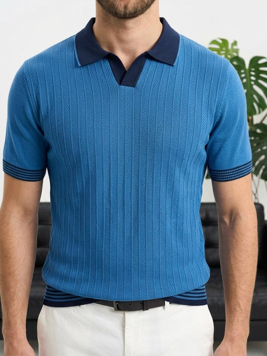 Hümra Petrol Polo Yaka Dokulu Triko T-shirt