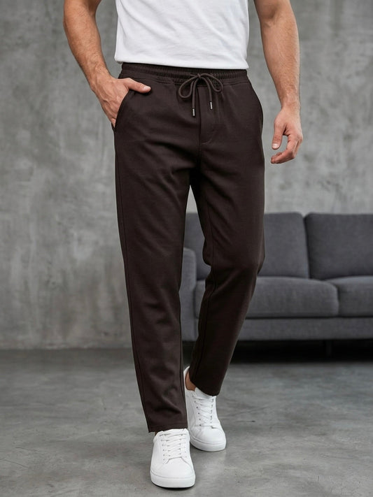 Hümra Kahve Bağcıklı Bel Lastikli Jogger Kumaş Pantolon