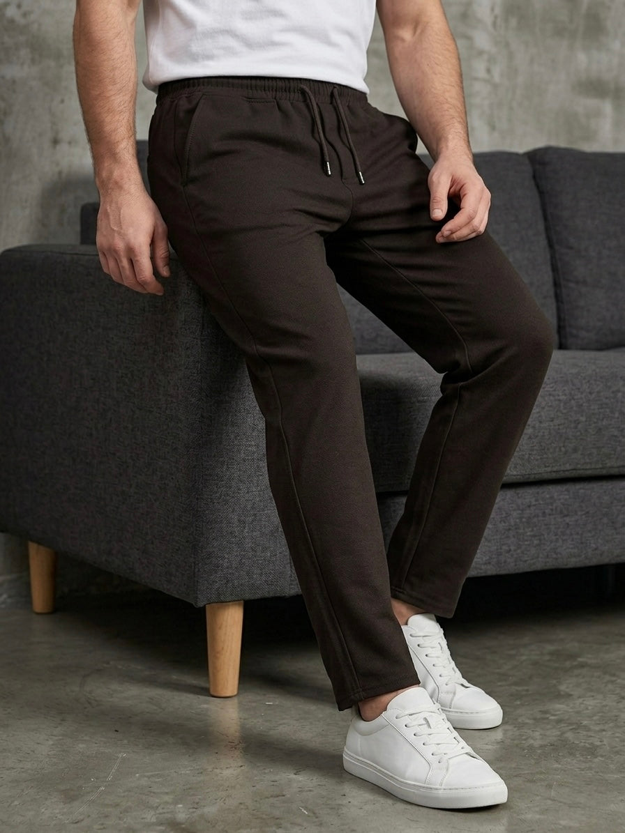 Hümra Kahve Bağcıklı Bel Lastikli Jogger Kumaş Pantolon