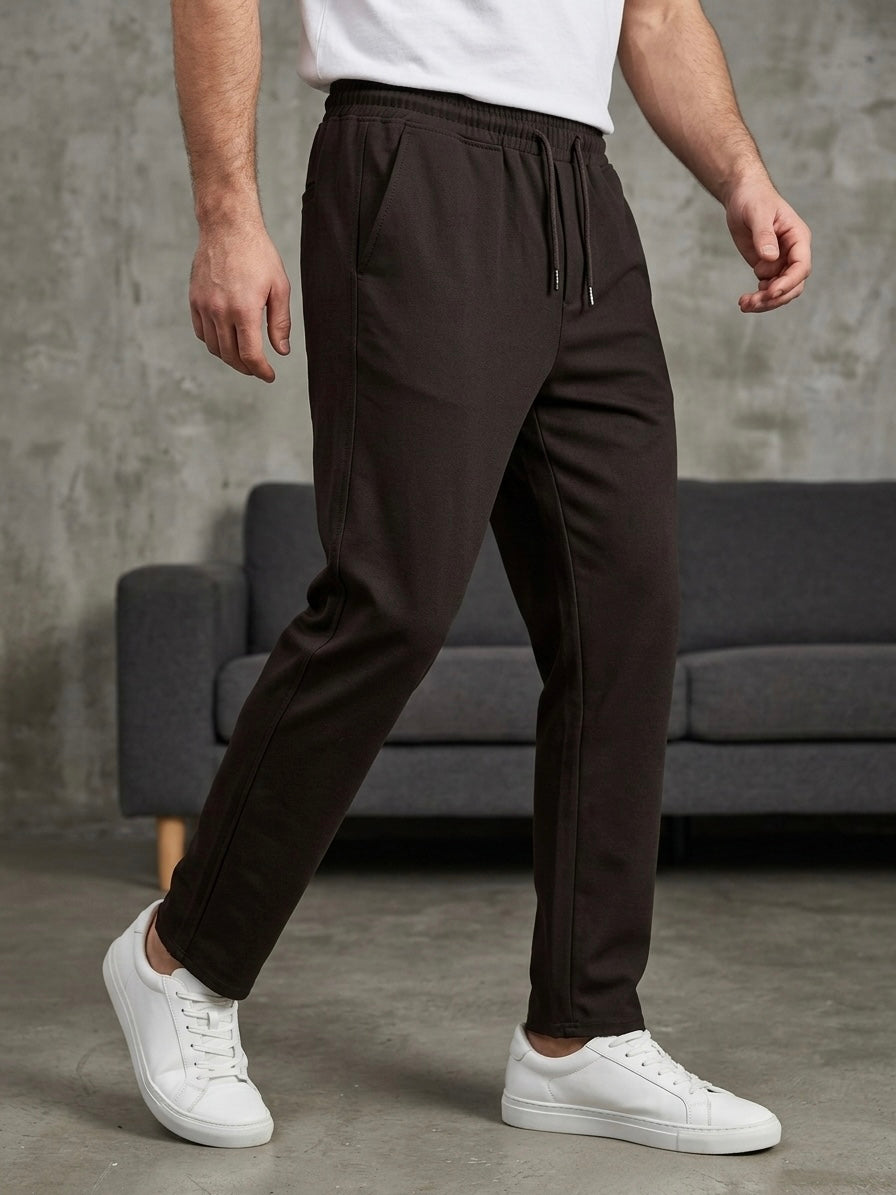 Hümra Kahve Bağcıklı Bel Lastikli Jogger Kumaş Pantolon