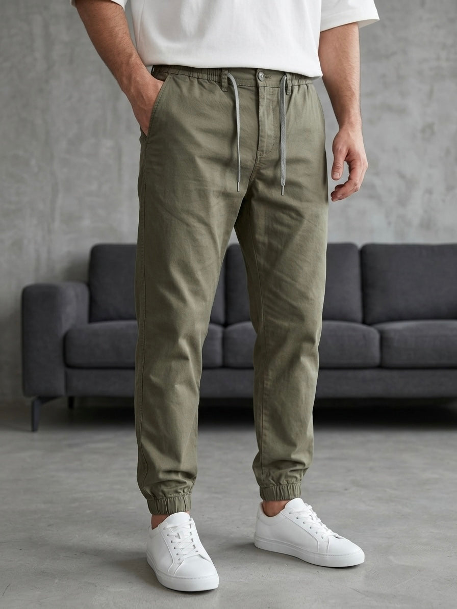 Hümra Haki Lastikli Paça Jogger Pantolon